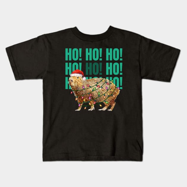 Capybara  HO HO HO ! and christmas lights, Capybara Pets, Cute capybara Kids T-Shirt by Collagedream